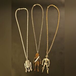 1977 Star Wars Character Necklace Set/3 - CHEWBACCA, C3P0, R2D2